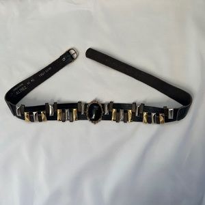 VTG Alrez Creations (France) Vintage Metal Accented Leather Belt